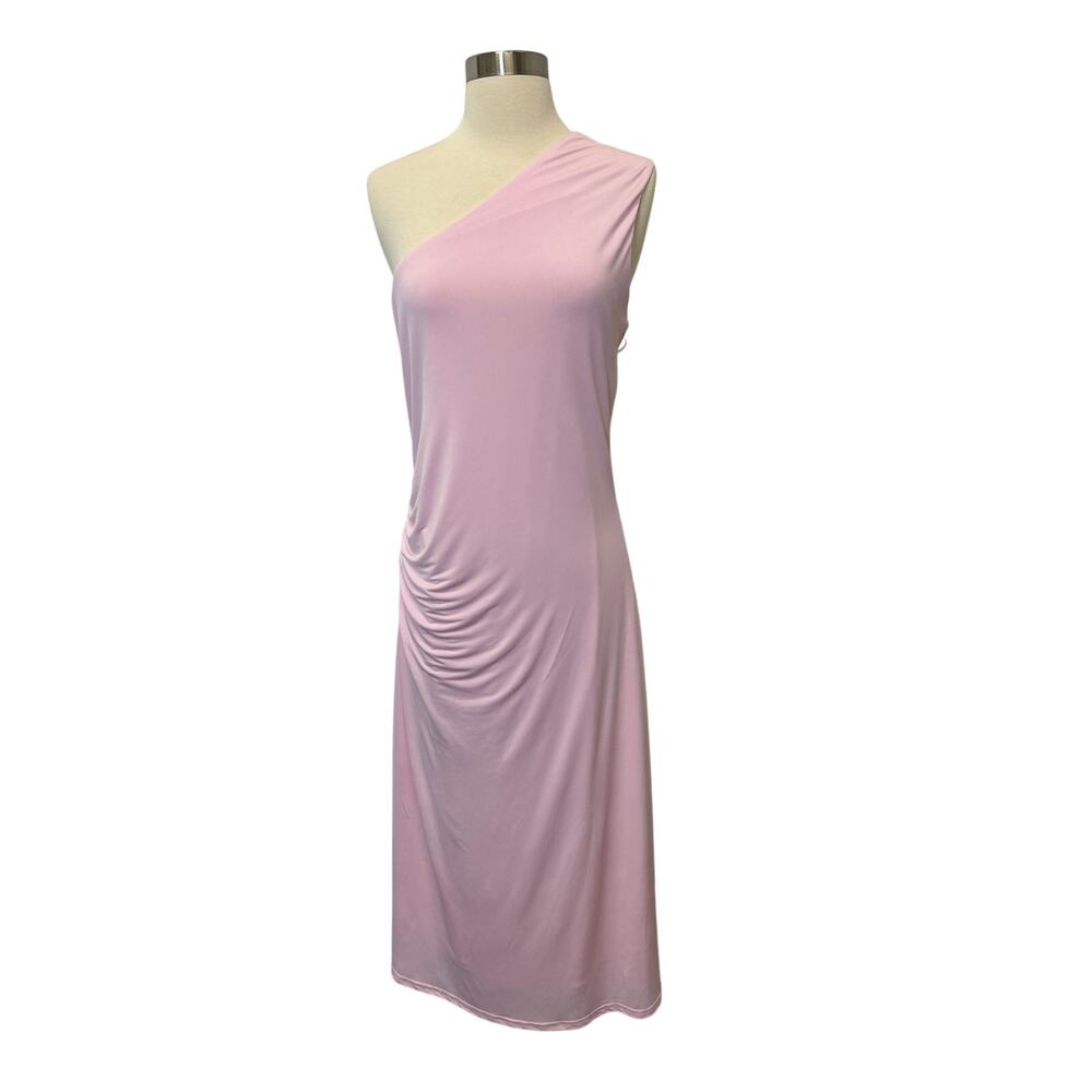 Olia One Shoulder Rushed Pink Midi‎ Dress Women's Size XL